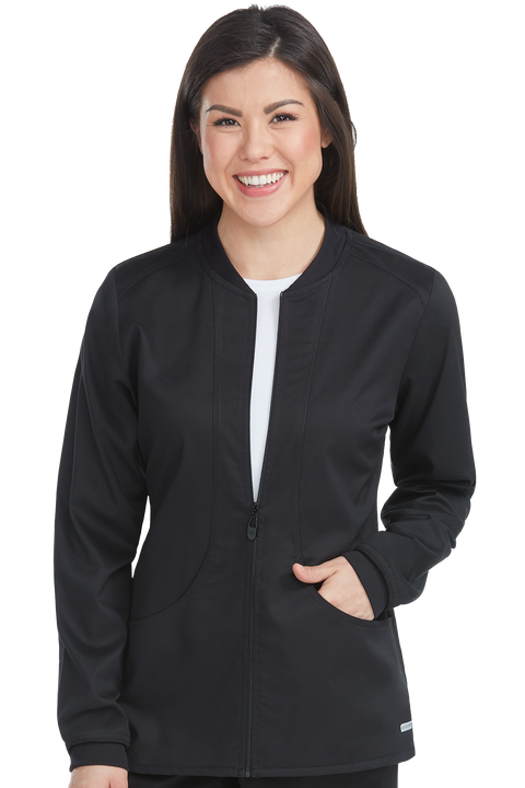 سكرب جاكيت تتش بسحاب أمامي~Performance Zip Front Solid Scrub Jacket Touch