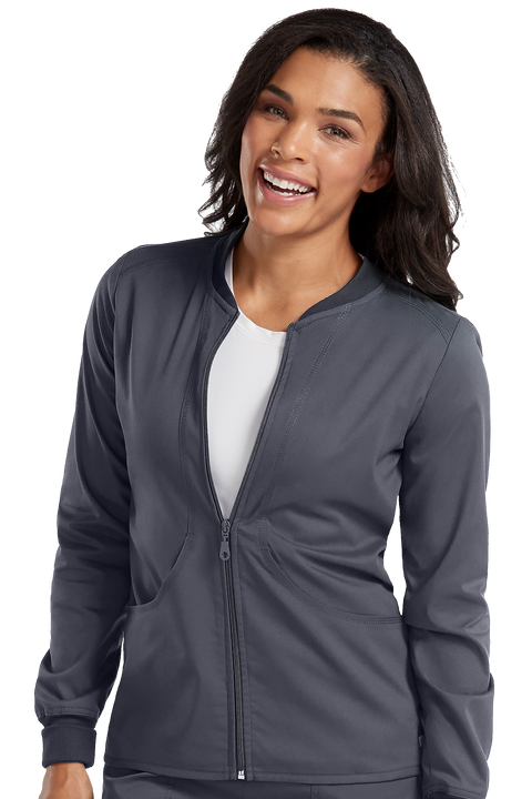 سكرب جاكيت تتش بسحاب أمامي~Performance Zip Front Solid Scrub Jacket Touch