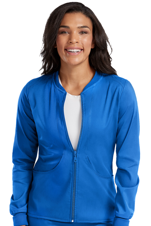 سكرب جاكيت تتش بسحاب أمامي~Performance Zip Front Solid Scrub Jacket Touch