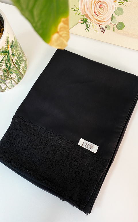 طرحة بوال  ياباني مع دانتيل~ Japanese Voile Lace Scarf 21