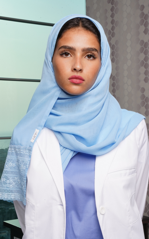 طرحة بوال  ياباني مع دانتيل~ Japanese Voile Lace Scarf 13