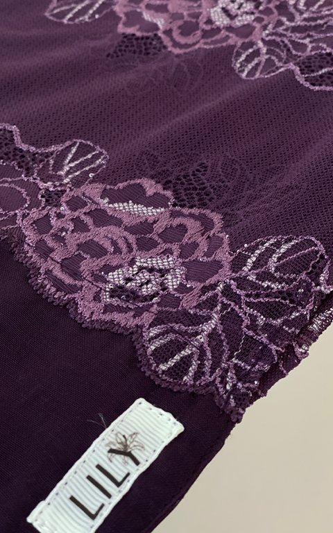 طرحة بوال  ياباني مع دانتيل~ Japanese Voile Lace Scarf 17