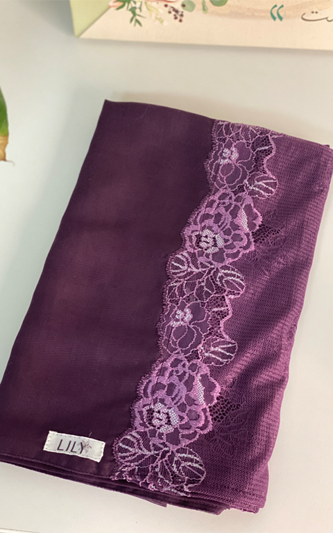 طرحة بوال  ياباني مع دانتيل~ Japanese Voile Lace Scarf 17