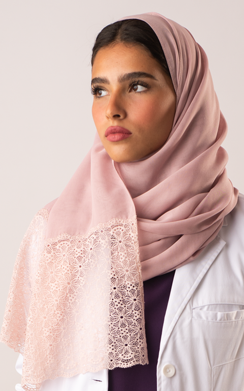 طرحة بوال  ياباني مع دانتيل~ Japanese Voile Lace Scarf 4