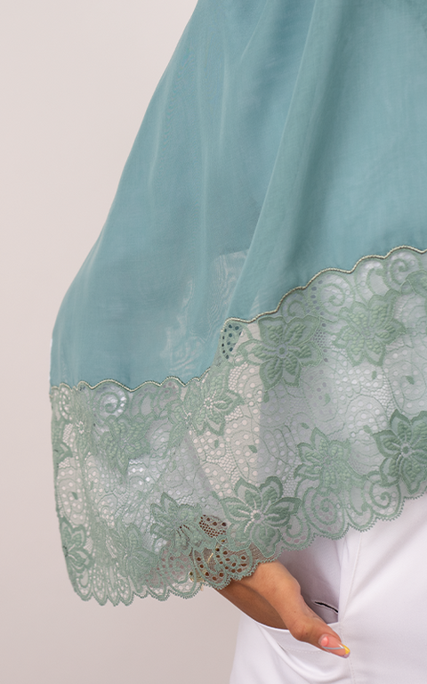 طرحة بوال  ياباني مع دانتيل~ Japanese Voile Lace Scarf 5
