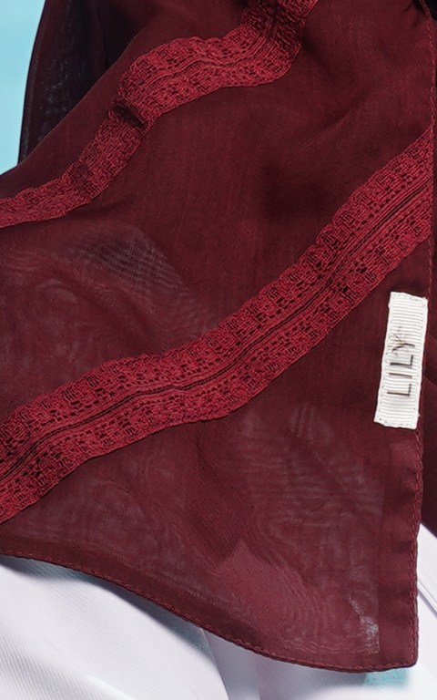 طرحة بوال  ياباني مع دانتيل~ Japanese Voile Lace Scarf 14