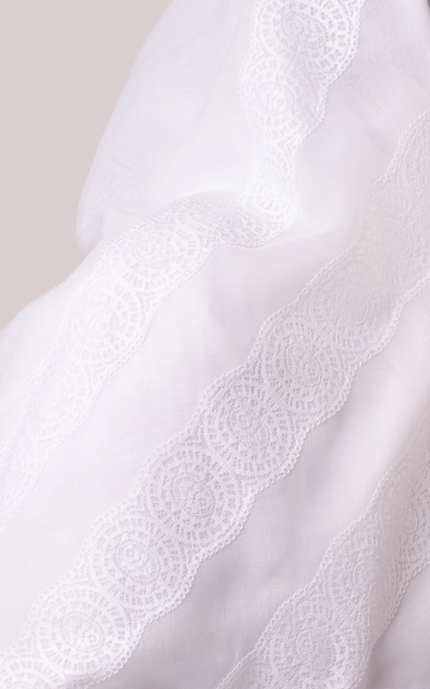 طرحة بوال  ياباني مع دانتيل~ Japanese Voile Lace Scarf 2