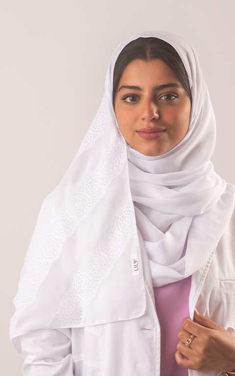 طرحة بوال  ياباني مع دانتيل~ Japanese Voile Lace Scarf 2