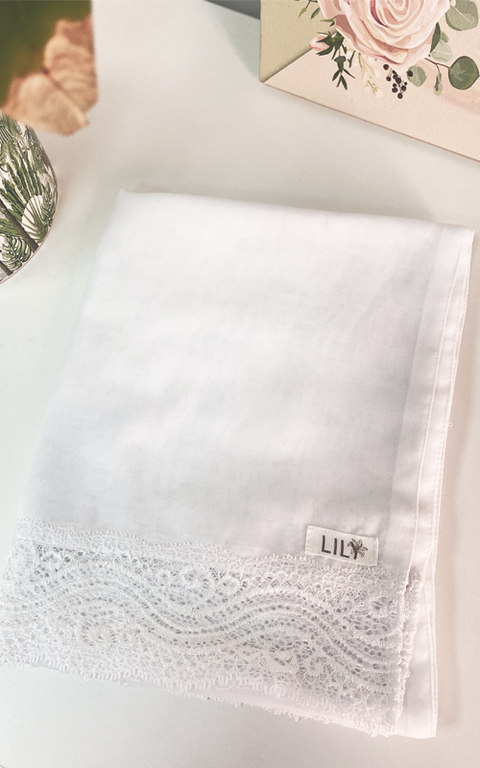 طرحة بوال  ياباني مع دانتيل~ Japanese Voile Lace Scarf 20